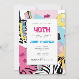 90's Colorful Retro 1990's Birthday Party Nineties Invitation