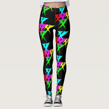 90s Colorful Shape Leggings by Wesly_DLR at Zazzle