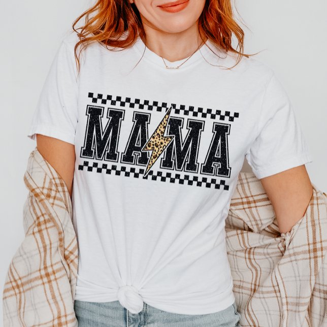 90s Fall Retro Mama Checkered Mom T-Shirt (Creator Uploaded)