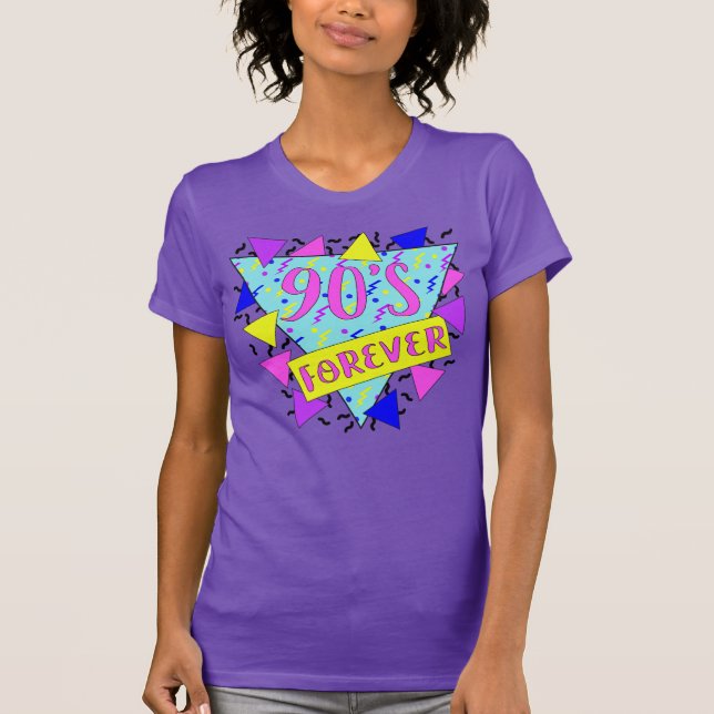 90'S Forever Quote Neon Geometric T-Shirt (Front)