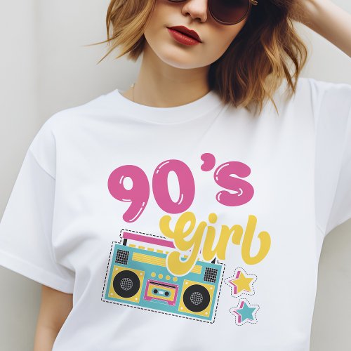 90s Girl Boombox Hippie Retro Groovy  T_Shirt