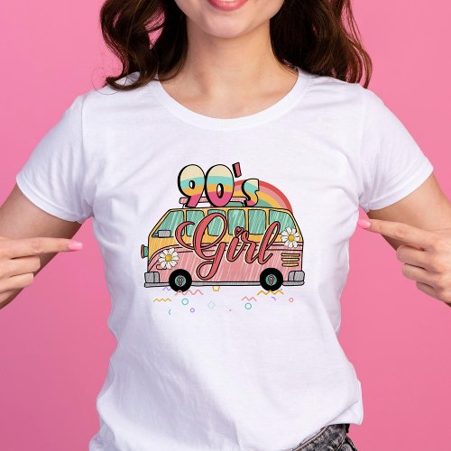 90s Girl Hippie Camper Retro Groovy  T_Shirt