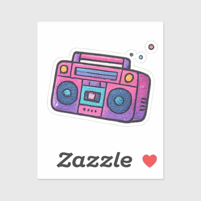 90s Glitter Boombox Transparent Kiss Cut Sticker (Sheet)