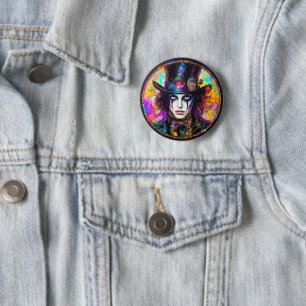 90s Gothic Steampunk Mad Hatter Button
