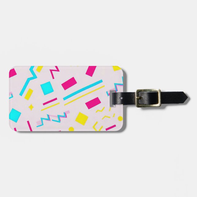 90's Hand Drawn Doodle Luggage Tag (Front Horizontal)