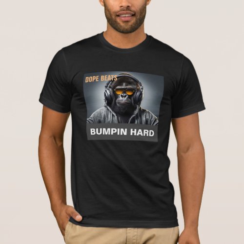 90S HIP HIOP DOPE BEATS GORILLA WITH HEADPHONES T_Shirt