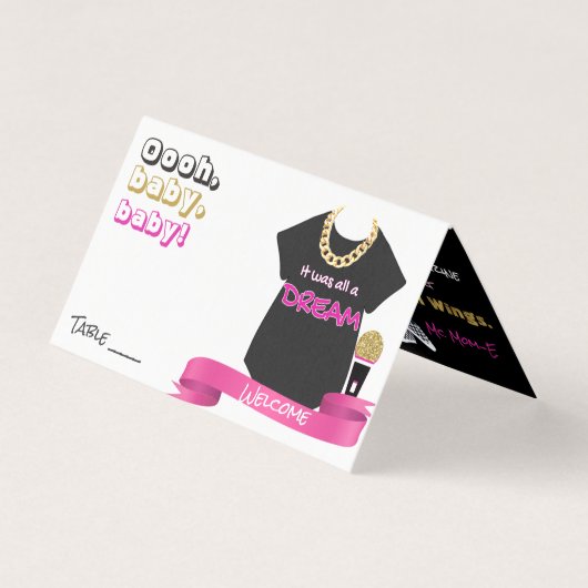 90's Hip Hop Baby Shower {Girl} Table Place Cards (Front)