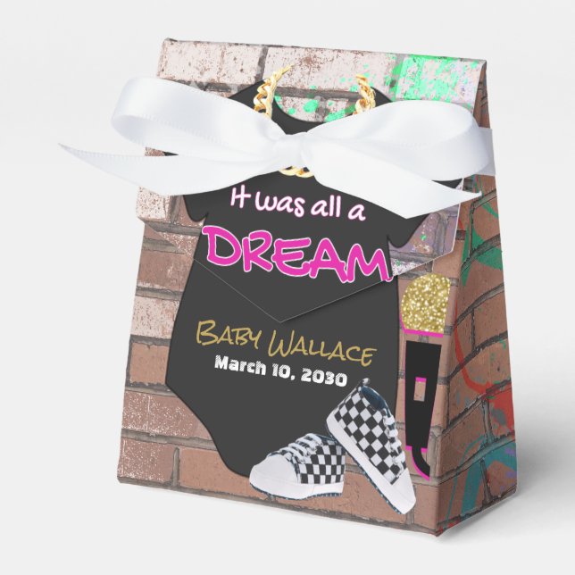 90's Hip Hop Baby Shower Girl} Tents Favor Boxes (Front Side)