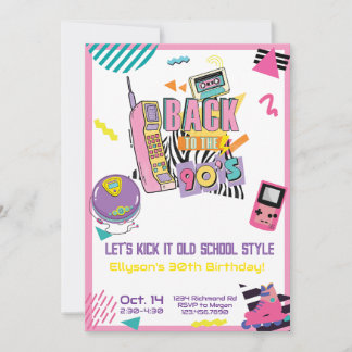 90s Hip Hop Birthday Party Retro Throwback Invitation