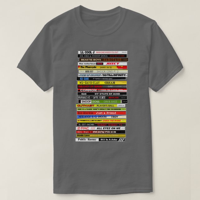 90s Hip Hop CD Stack T-Shirt (Design Front)
