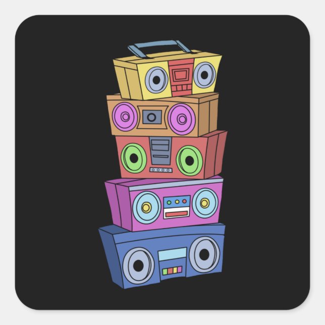 90s Hip Hop Gifts Ghettoblaster Classic Hip Hop Square Sticker (Front)
