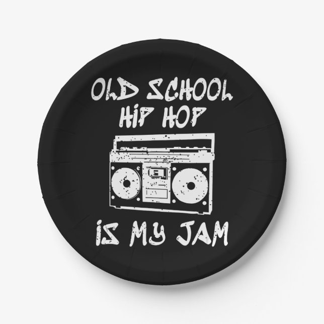90s Hip Hop Old School  Boombox Music Lover Paper Plates (Front)