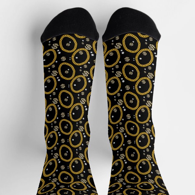  90's Hip Hop Rap Music Cuban Link Chain Socks (Top)