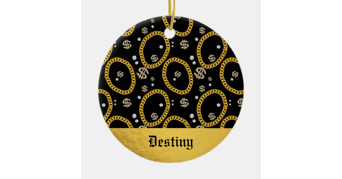 Cuban Link Rapper 90s 90's Hip Hop Rap Music Gold Cuban Link Chain Ceramic Ornament | Zazzle