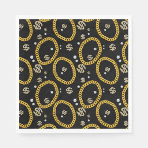 90's Hip Hop Rap Music Gold Cuban Link Chain Napkins