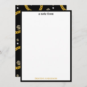 90's Hip Hop Rap Music Gold Cuban Link Chain Note Card