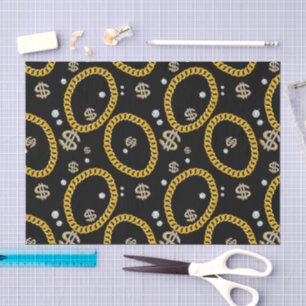 90's Hip Hop Rap Music Gold Cuban Link Chain Tissue Paper