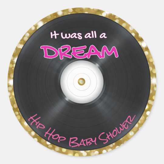 90's Hip Hop Record |Pink & Gold Glitter Retro Classic Round Sticker | Zazzle.com
