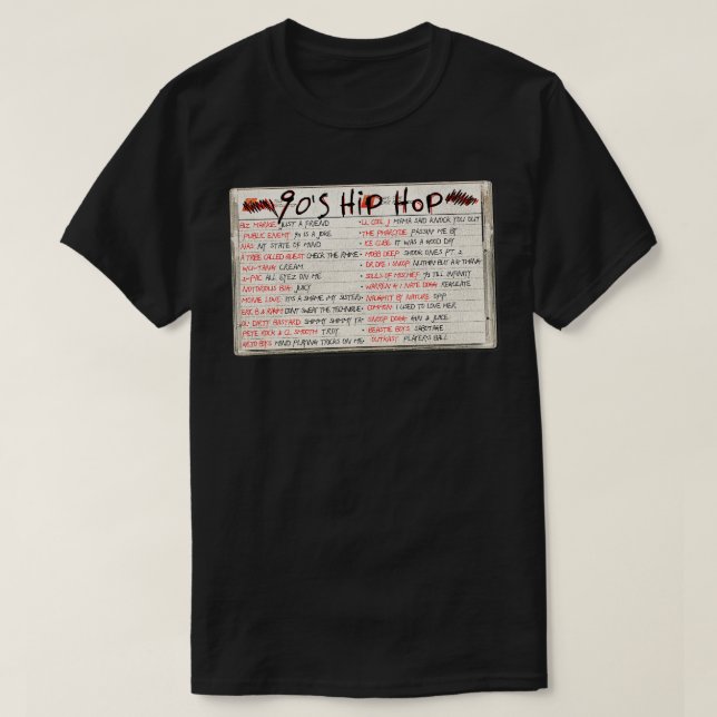 90s Hip Hop Tape Cassette T-Shirt (Design Front)