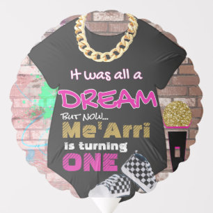 90's Hip Hop Throwback Pink & Gold 1ST Birthday Balloon