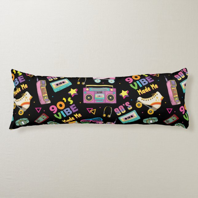 90's Hip Hop Vibes Retro Made Me Pattern Body Pillow (Front)