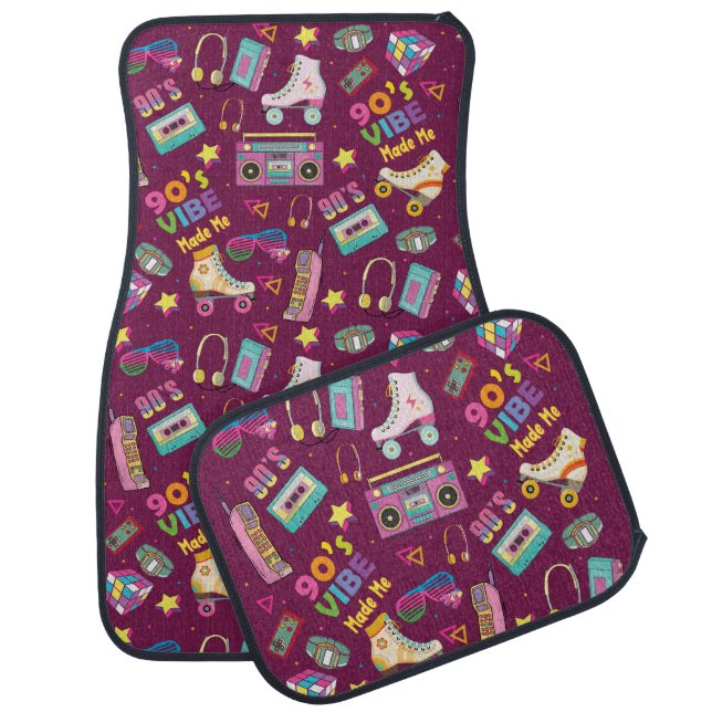 90's Hip Hop Vibes Retro Made Me Pattern Car Floor Mat (Set)