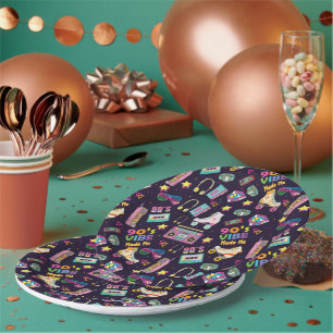 90's Hip Hop Vibes Retro Made Me Pattern Paper Plates