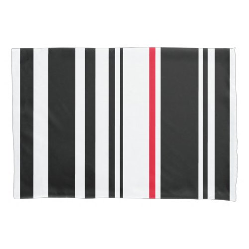 90s Inspired Black Stripe with Red Accent Modern Pillow Case