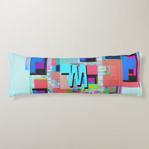 90s Inspired Colorful Geometric Monogram Body Pillow