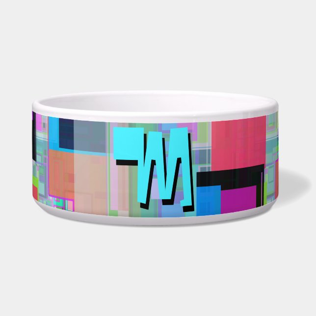 90s Inspired Colorful Geometric Monogram Bowl (Front)