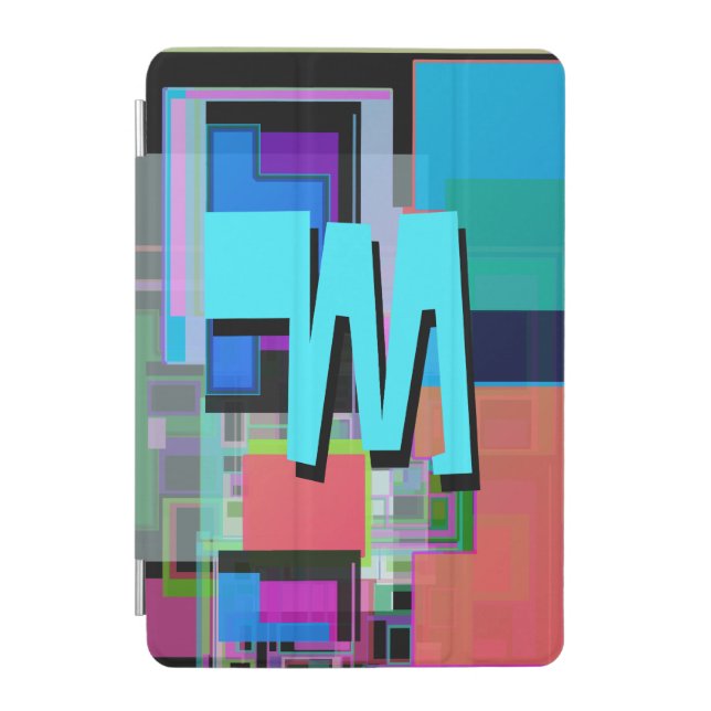 90s Inspired Colorful Geometric Monogram iPad Mini Cover (Front)