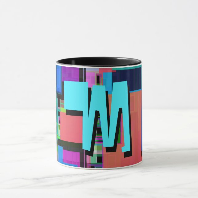 90s Inspired Colorful Geometric Monogram Mug (Center)