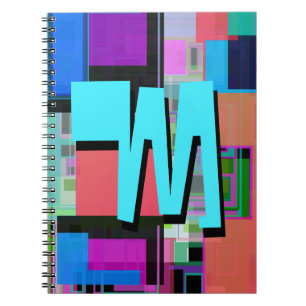 90s Inspired Colorful Geometric Monogram Notebook