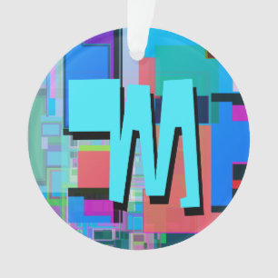 90s Inspired Colorful Geometric Monogram Ornament