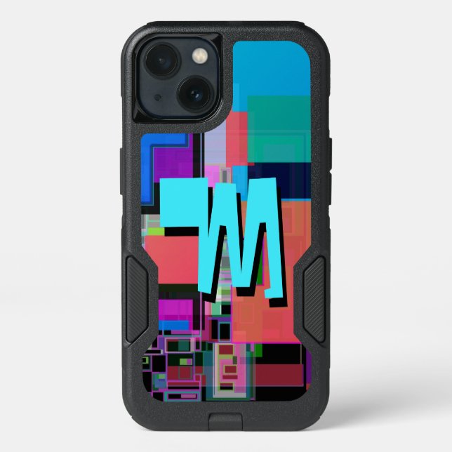 90s Inspired Colorful Geometric Monogram Otterbox iPhone Case (Back)