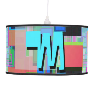 90s Inspired Colorful Geometric Monogram Pendant Lamp