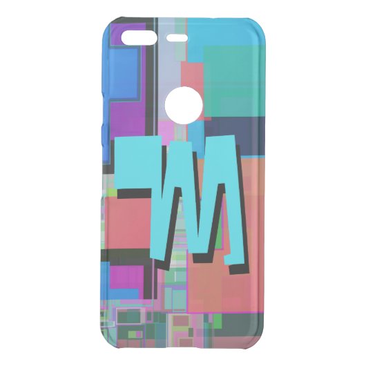 90s Inspired Colorful Geometric Monogram Uncommon Google Pixel Case (Back)