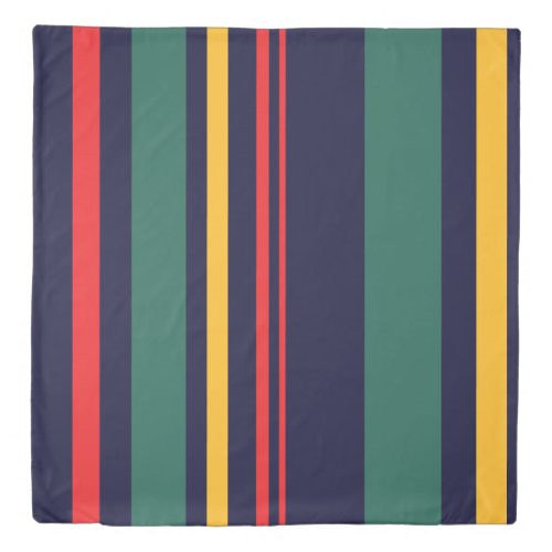 90s Inspired Multi Color Bold Modern Stripes Queen Duvet Cover