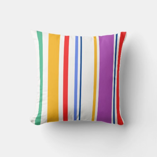 90s Inspired Multi Color Bold Modern Stripes Throw Pillow