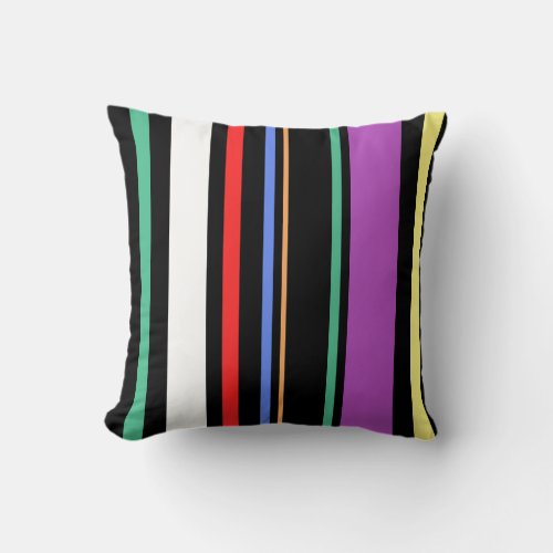 90s Inspired Multi Color Bold Modern Stripes Throw Pillow