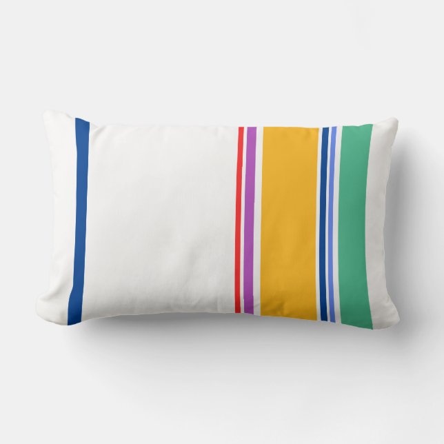 90s Inspired Multi Color Bright Modern Stripes Lumbar Pillow (Front)