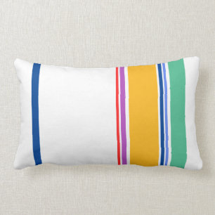 90s Inspired Multi Color Bright Modern Stripes Lumbar Pillow