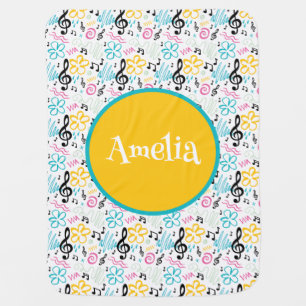 90s Inspired Personalized Baby Name Music Themed Blanket