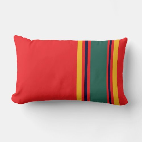 90s Inspired Red Multi Color Bold Retro Stripes Lumbar Pillow