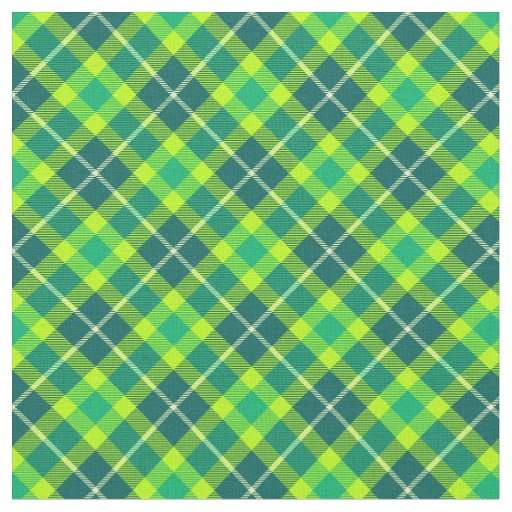 90s Inspired Slanted Plaid Bright Green Pattern Fabric