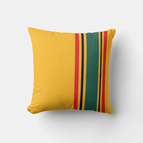 90s Inspired Yellow Multi Color Bold Retro Stripes Throw Pillow