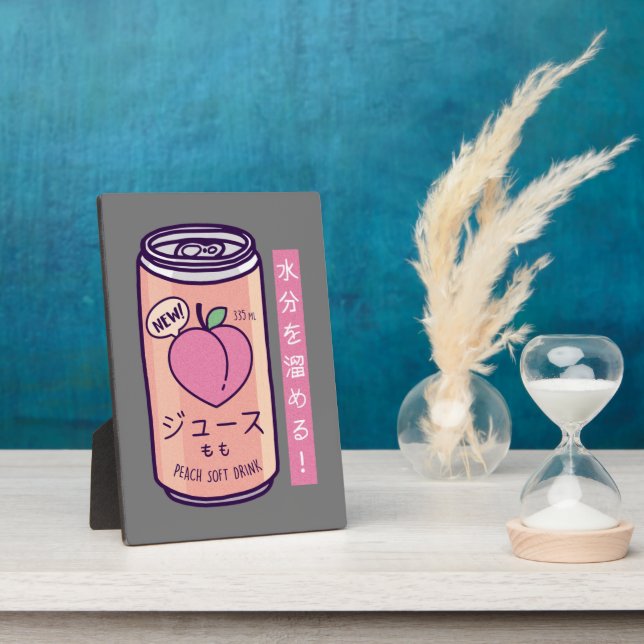 90s Japanese Esthetic Peach Juice Drink Japan-Lov Plaque (Side)