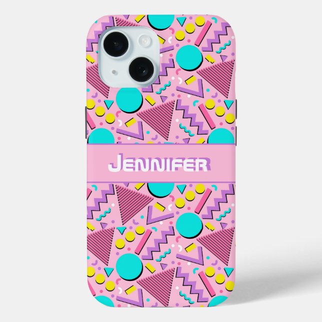 90s Kid Pink Retro Geometric Personalized Case-Mate iPhone Case (Back)