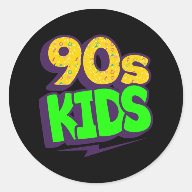 90s Kids 1990 Vintage 90s Lover 90s Costume Classic Round Sticker (Front)