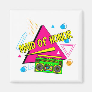 90s Maid Of Honor Bridesmaid Bride Squad Retro Bac Magnet